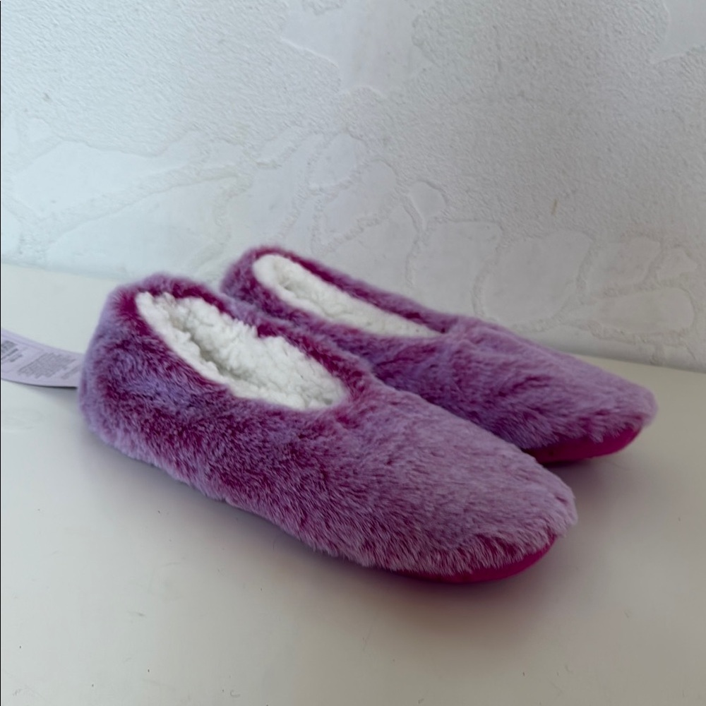 Auden Women's Plush Purple Pink Faux-Fur Slipper Socks Size S/M 5-7 NWT